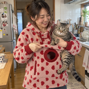 犬猫用カンガルーポケット付き もこもこフードパーカー 長袖