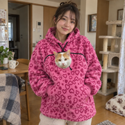 犬猫用カンガルーポケット付き もこもこフードパーカー 長袖