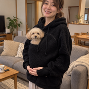 犬猫用カンガルーポケット付き もこもこフードパーカー 長袖