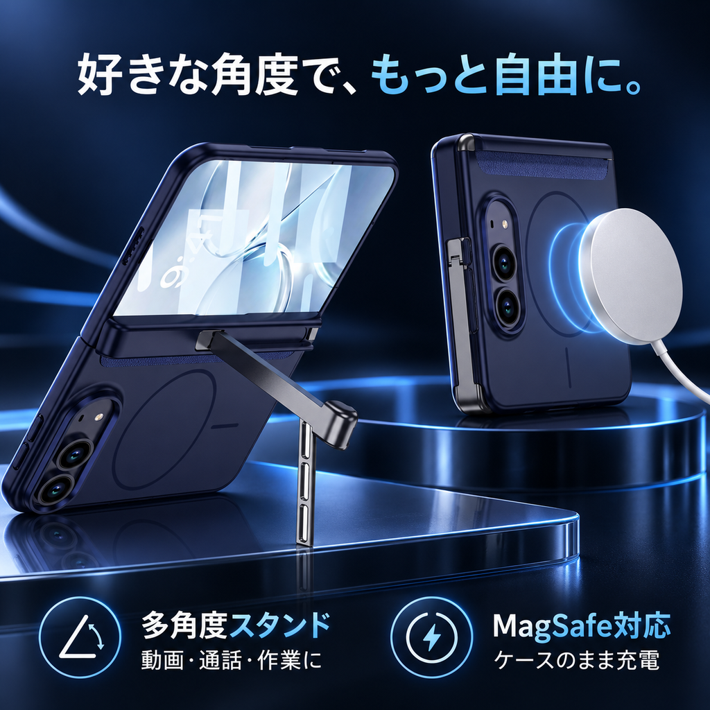 iPhone Duo専用 マグネット式フルカバーケース｜側面スタンド・MagSafe対応・耐衝撃