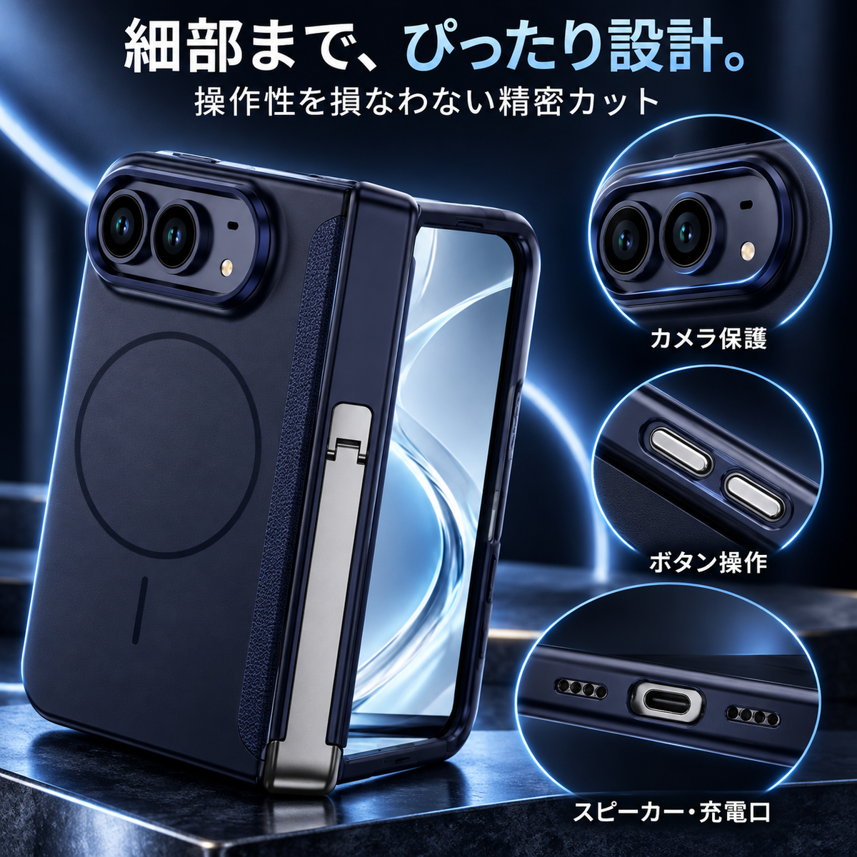 iPhone Duo専用 マグネット式フルカバーケース｜側面スタンド・MagSafe対応・耐衝撃